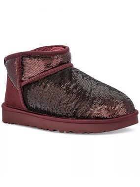Ugg Classic Ultra Mini Mirror Ball Sequin Booties Wild Grape Size 7